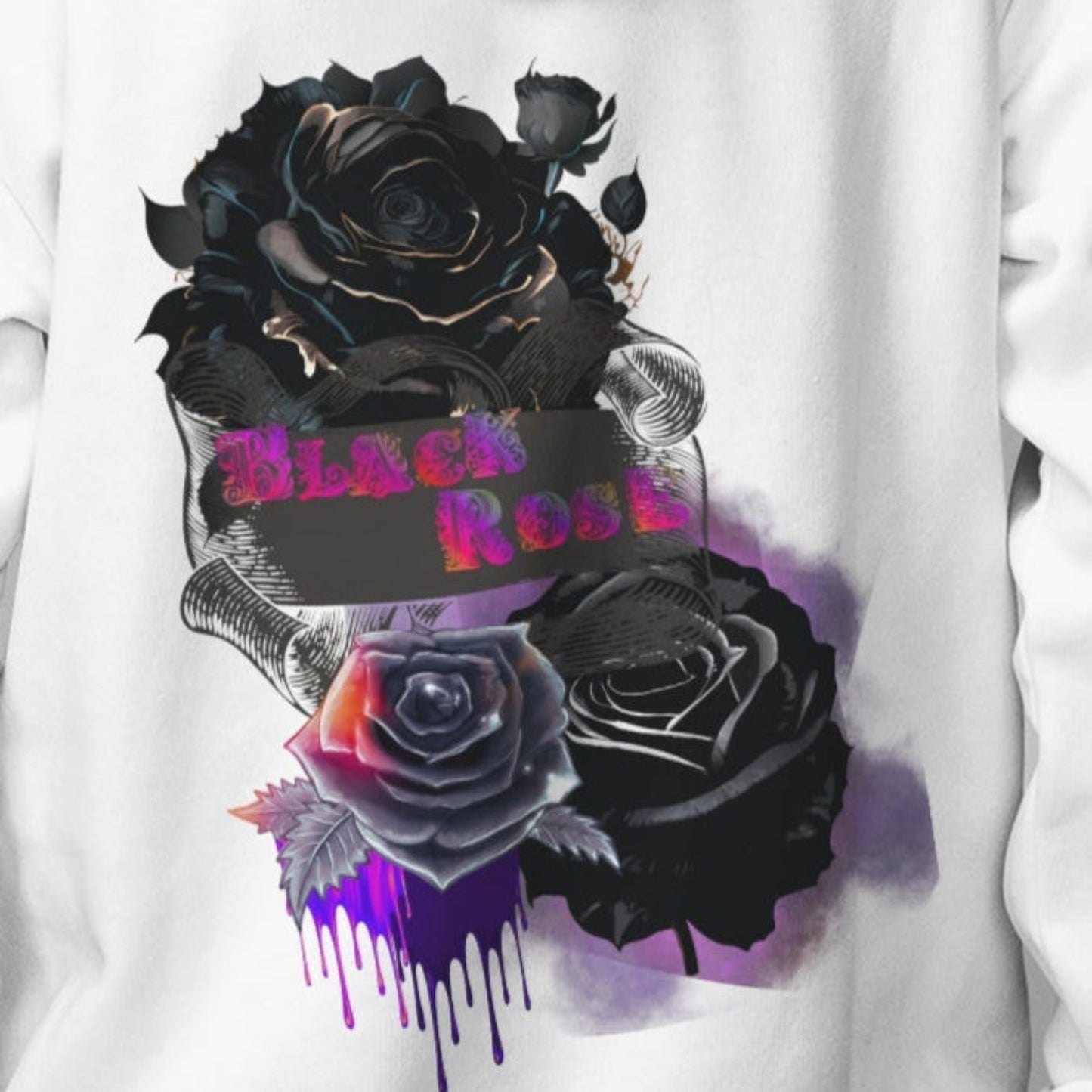 Black Rose Drip Zip Hoodie
