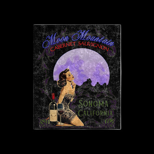 Moon Mountain AVA "Cabernet Sauvignon" Vintage Pinup Crushed Velvet Blanket