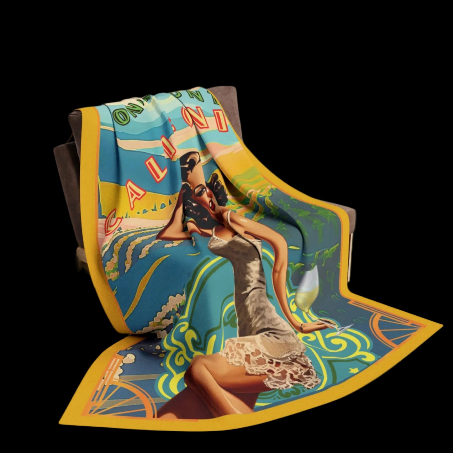 CHARDONNAY PINUP FLEECE BLANKET