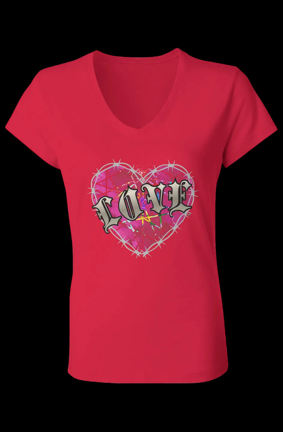 COONVO HEART "LOVE" Ladies Jersey V-Neck T-Shirt