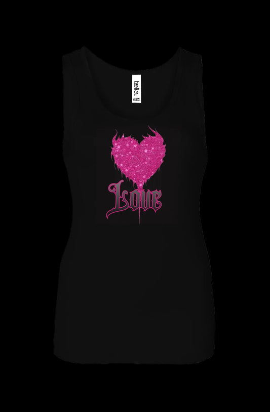 GLITTER PUNK LOVE Women's Baby Rib Tank