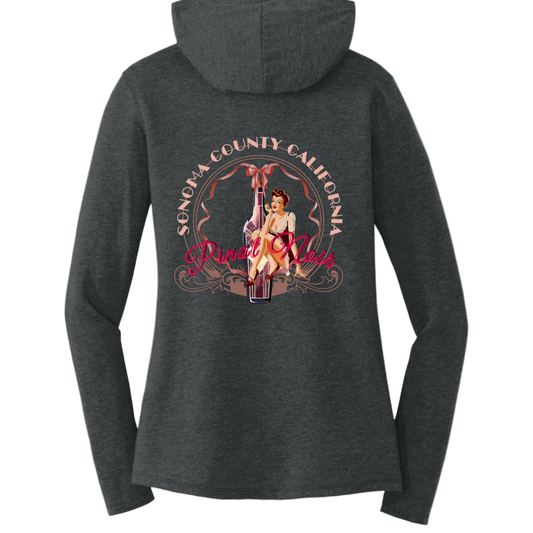 PINOT NOIR PINUP Long Sleeve Womens Hooded T-Shirt