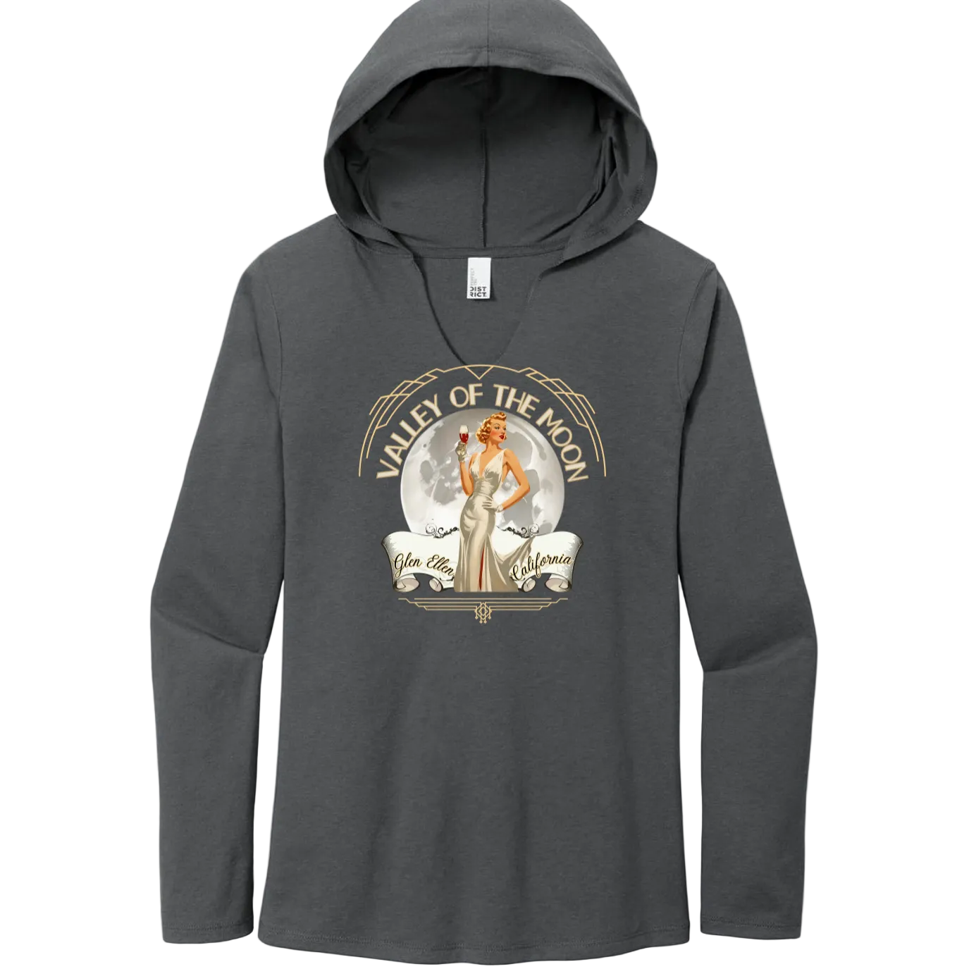 VALLEY OF THE MOON "GLAM" PINUP WOMEN'S HOODIE T-SHIRT