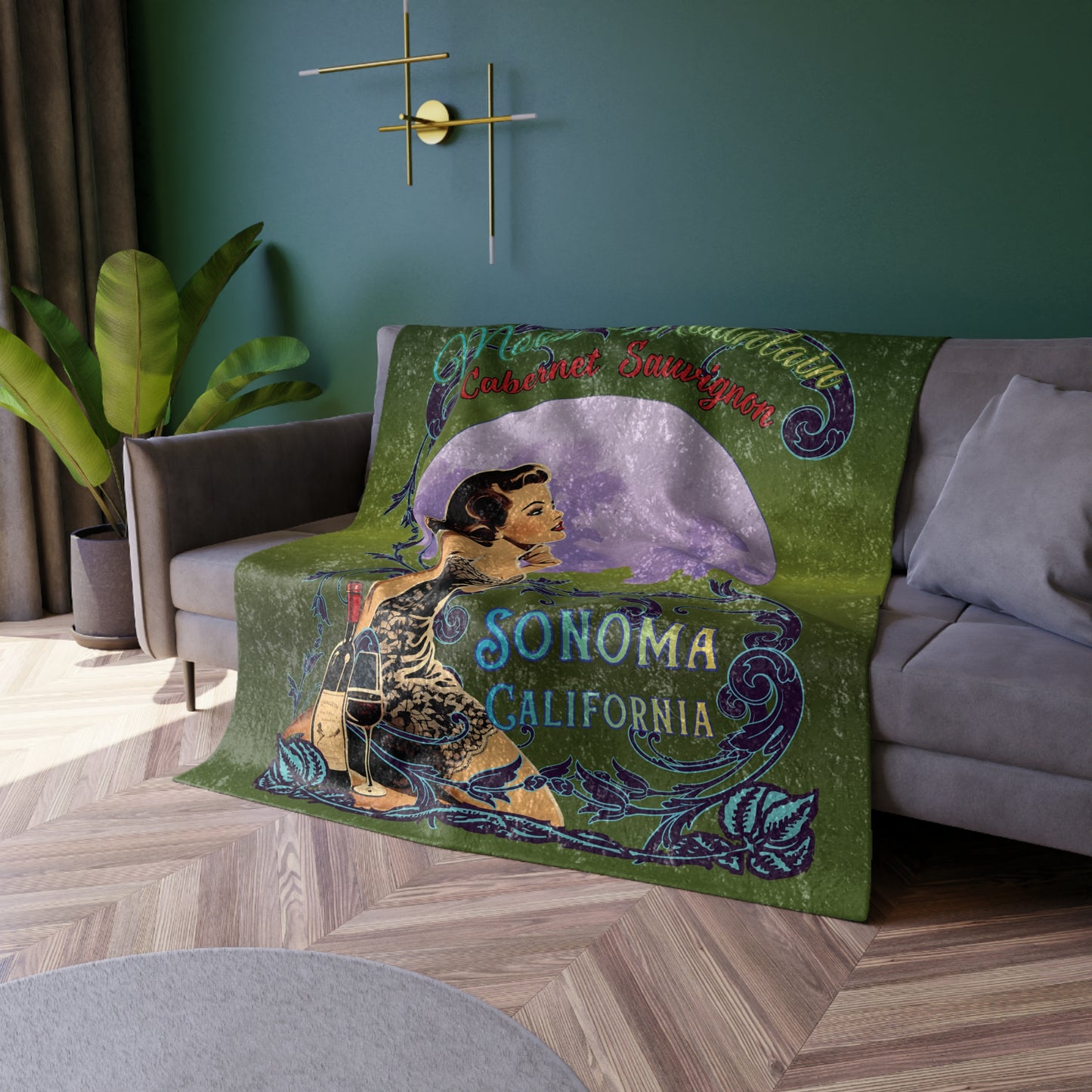 MOON MOUNTAIN CABERNET CRUSHED VELVET BLANKET