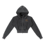 Sonoma Rebel charcoal grey vintage washed cropped fleece hoodie with zipper, hood, and bear graphic. Cotton-blend.