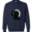 Sonoma Rebel navy blue crewneck sweatshirt with a graphic print of Jack London's profile against a moon, text reads "Glen Ellen, California".
