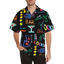 Sonoma Rebel men's black Hawaiian shirt with a vibrant neon cocktail and bar sign print. Short sleeves, notch collar, polyester-spandex blend.