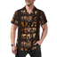 Sonoma Rebel men's short-sleeve Cuban collar shirt in dark brown with a repeating print of vintage Western saloon scenes and women in period attire.