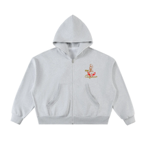 Fleeced Full-Zip Boxy Hoodie
