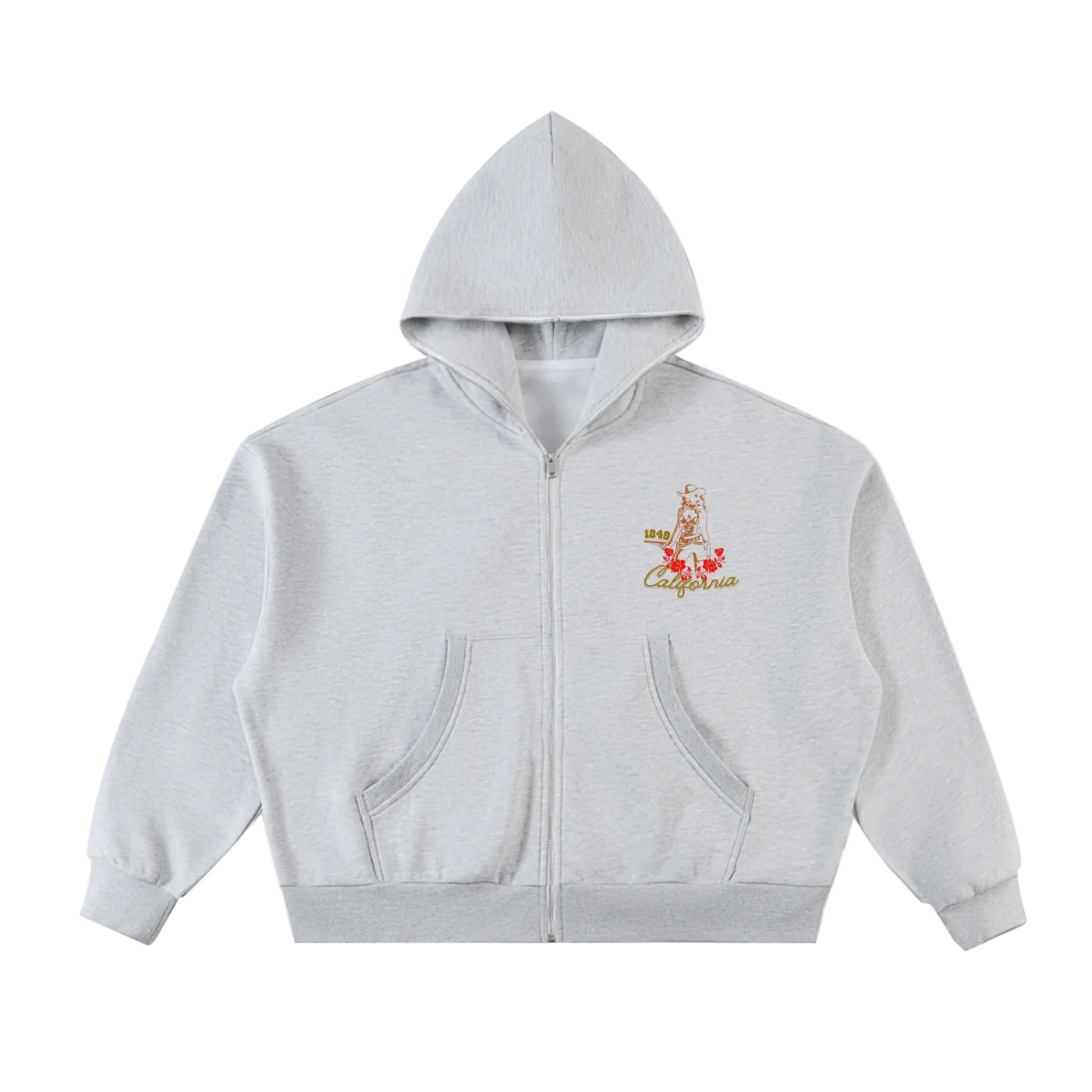Fleeced Full-Zip Boxy Hoodie