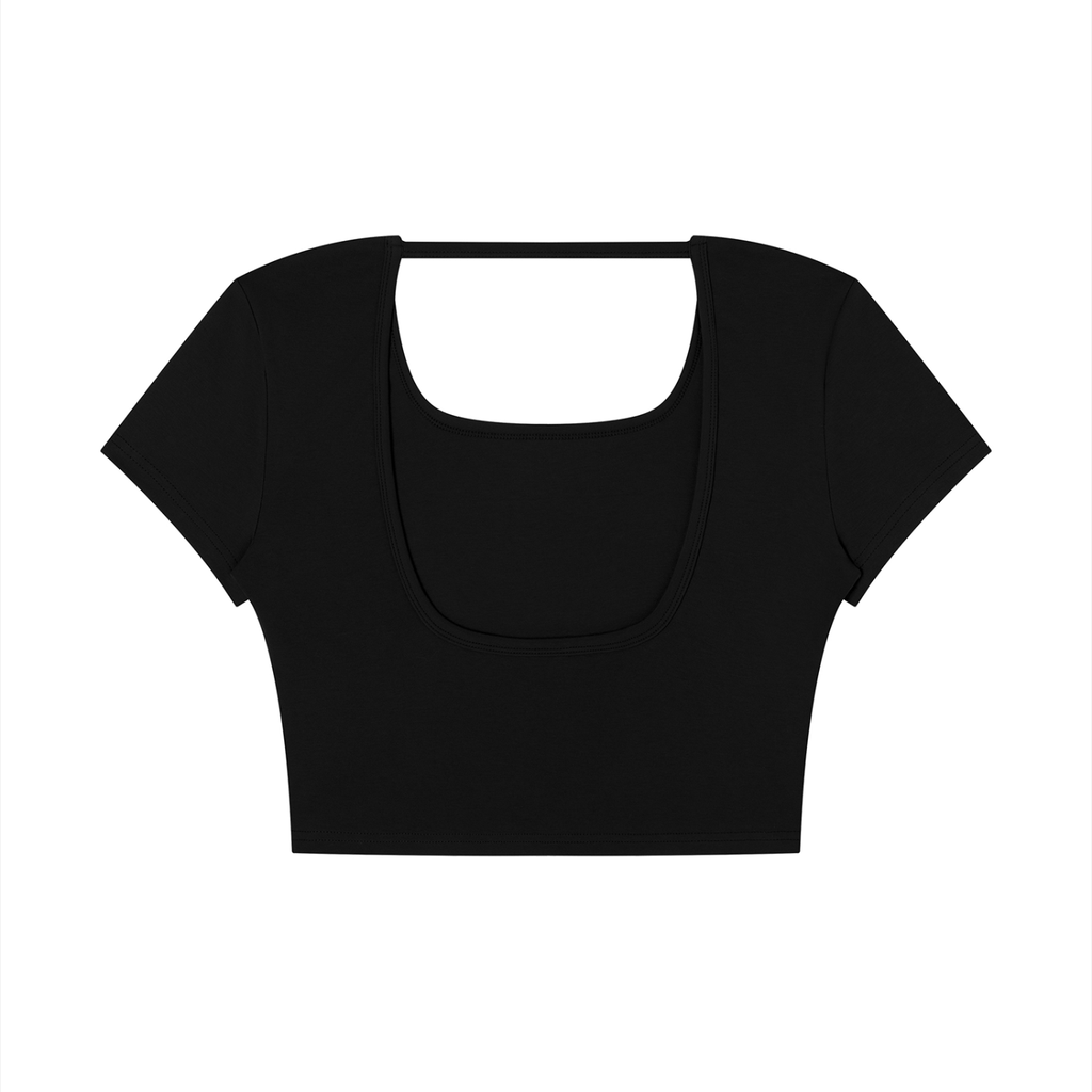Sonoma County Emblem Black on Black Open Back Crop T-Shirt