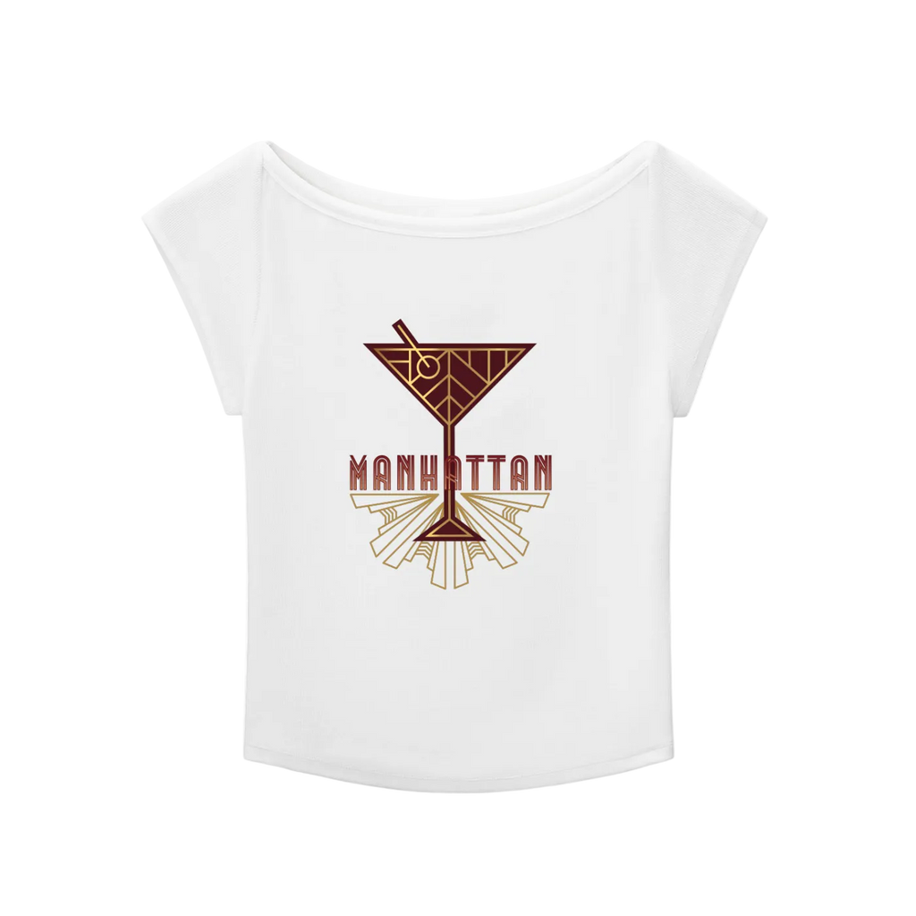 Vintage Manhattan Cocktail Wide Neck T-shirt