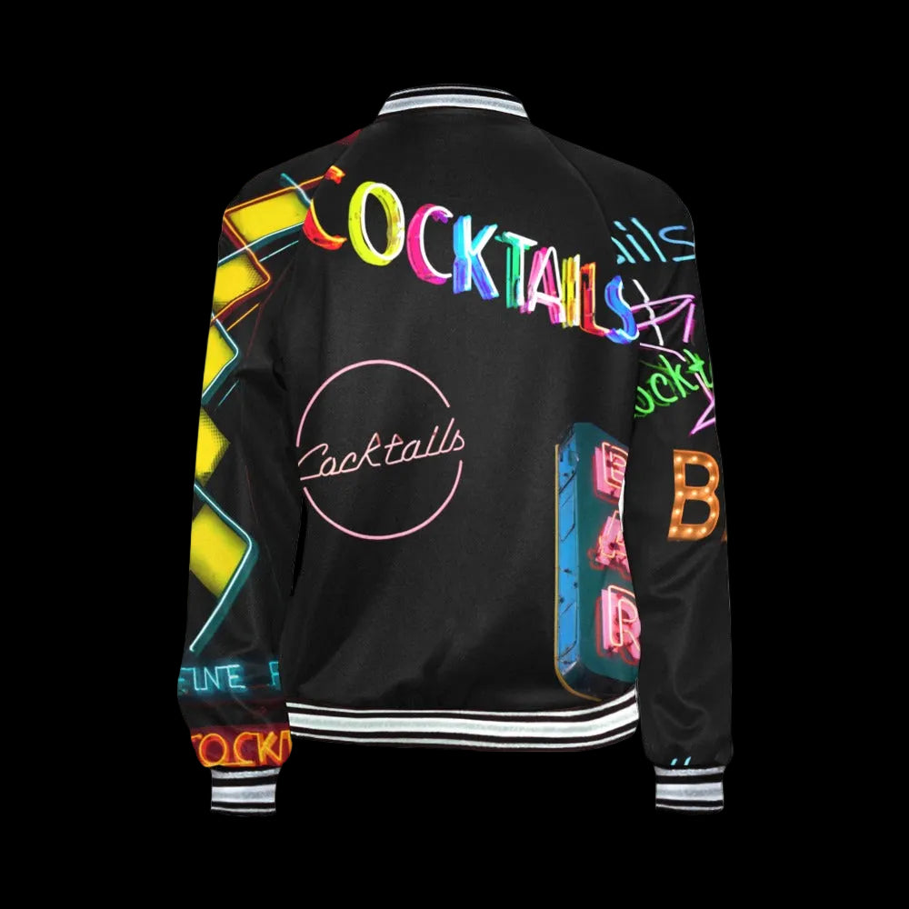 Vintage Neon Cocktails Bomber Jacket