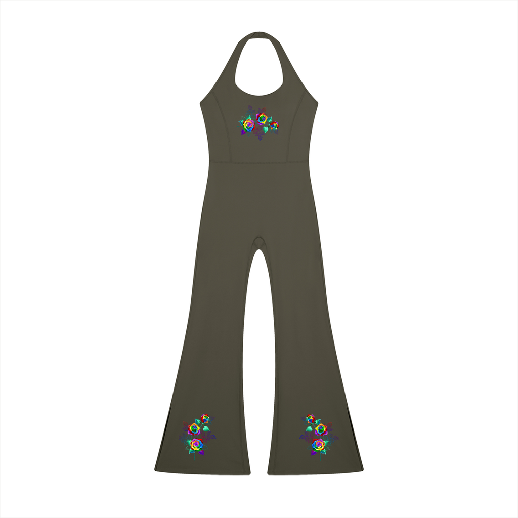 Grafitti Rose Women’s Halter Flared Jumpsuit