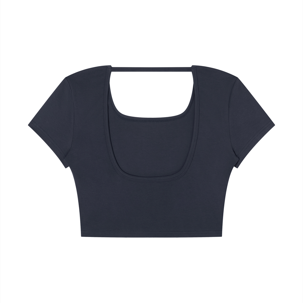 Sonoma County Emblem Black on Black Open Back Crop T-Shirt