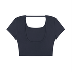 Sonoma County Emblem Black on Black Open Back Crop T-Shirt