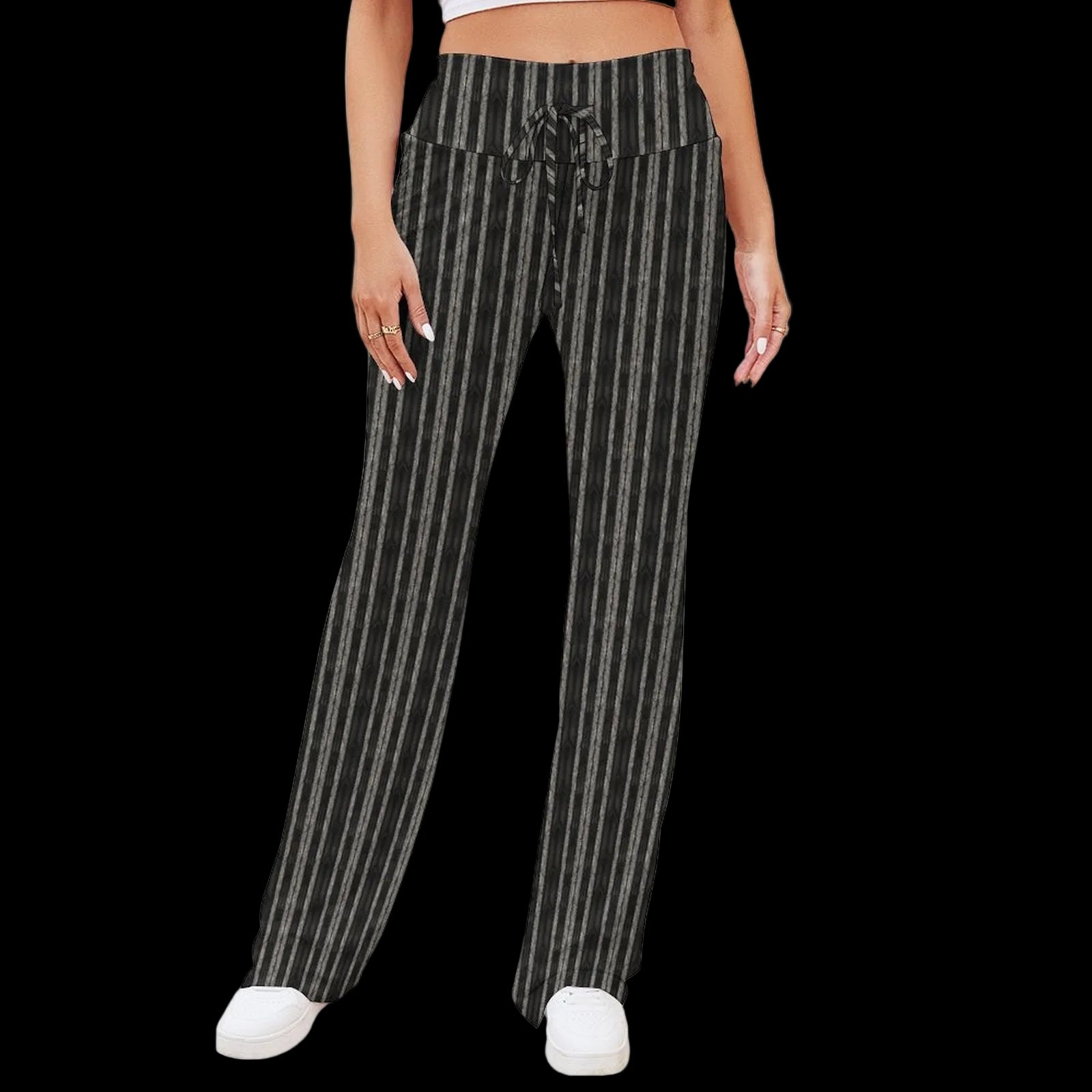 Black & Charcoal Pinstripe Women's Drawstring Lounge Pants