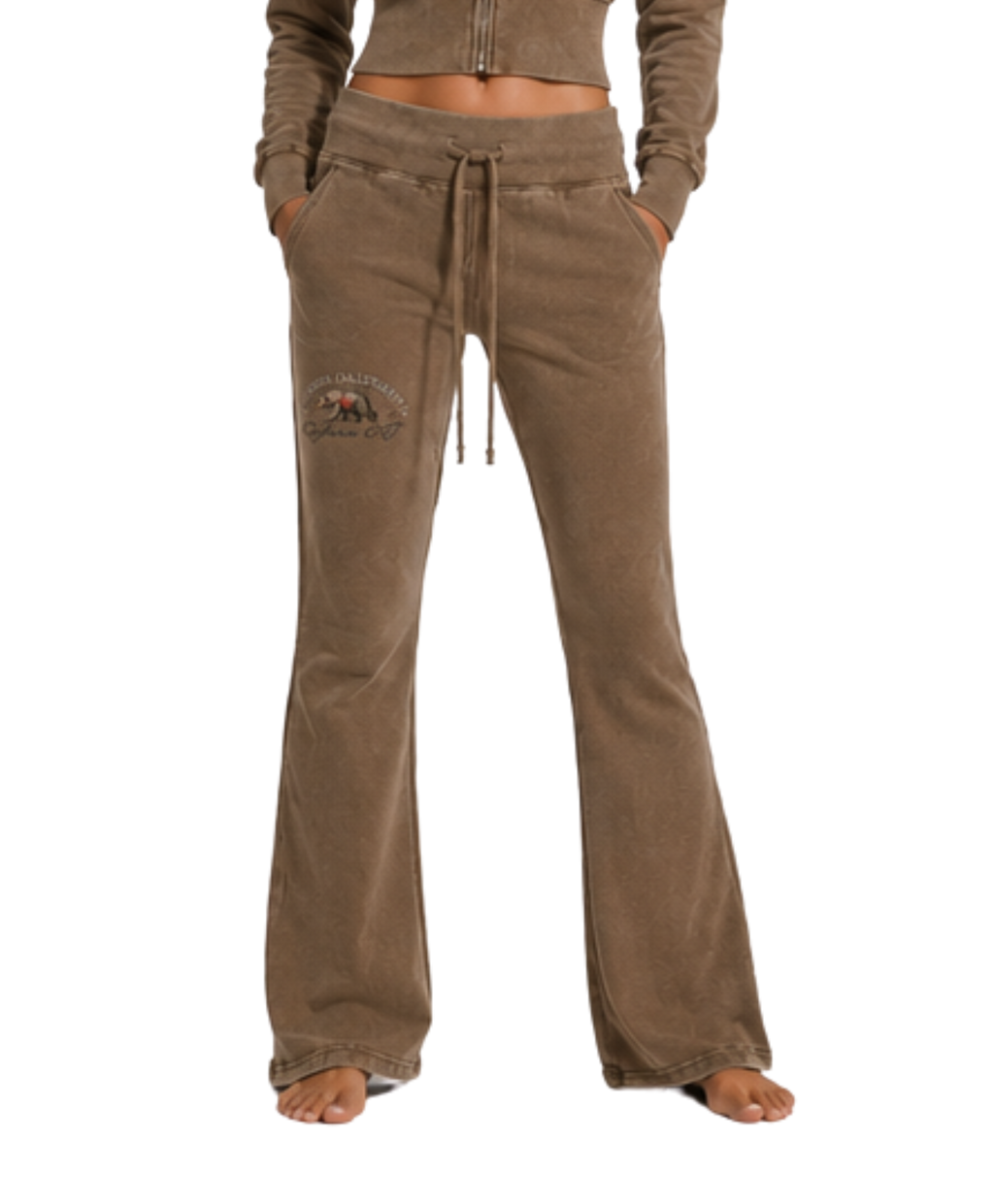Cali Bear Revolt Vintage Washed Flared Fleece Pants