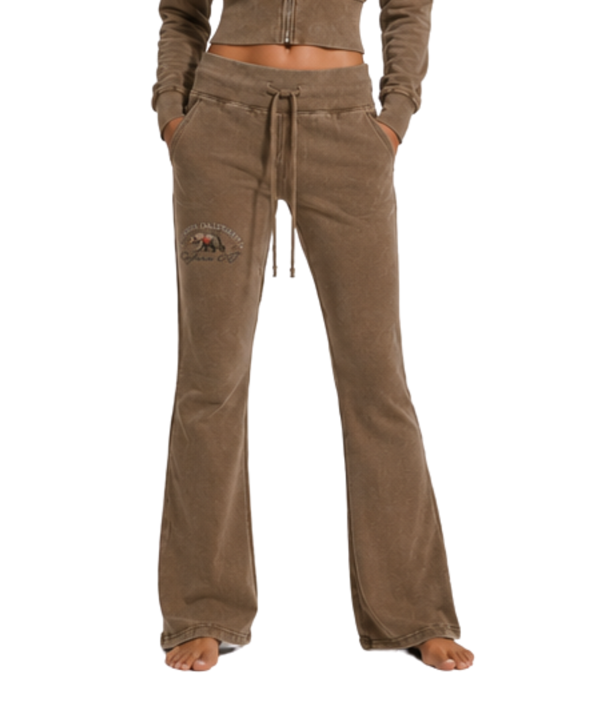 Cali Bear Revolt Vintage Washed Flared Fleece Pants