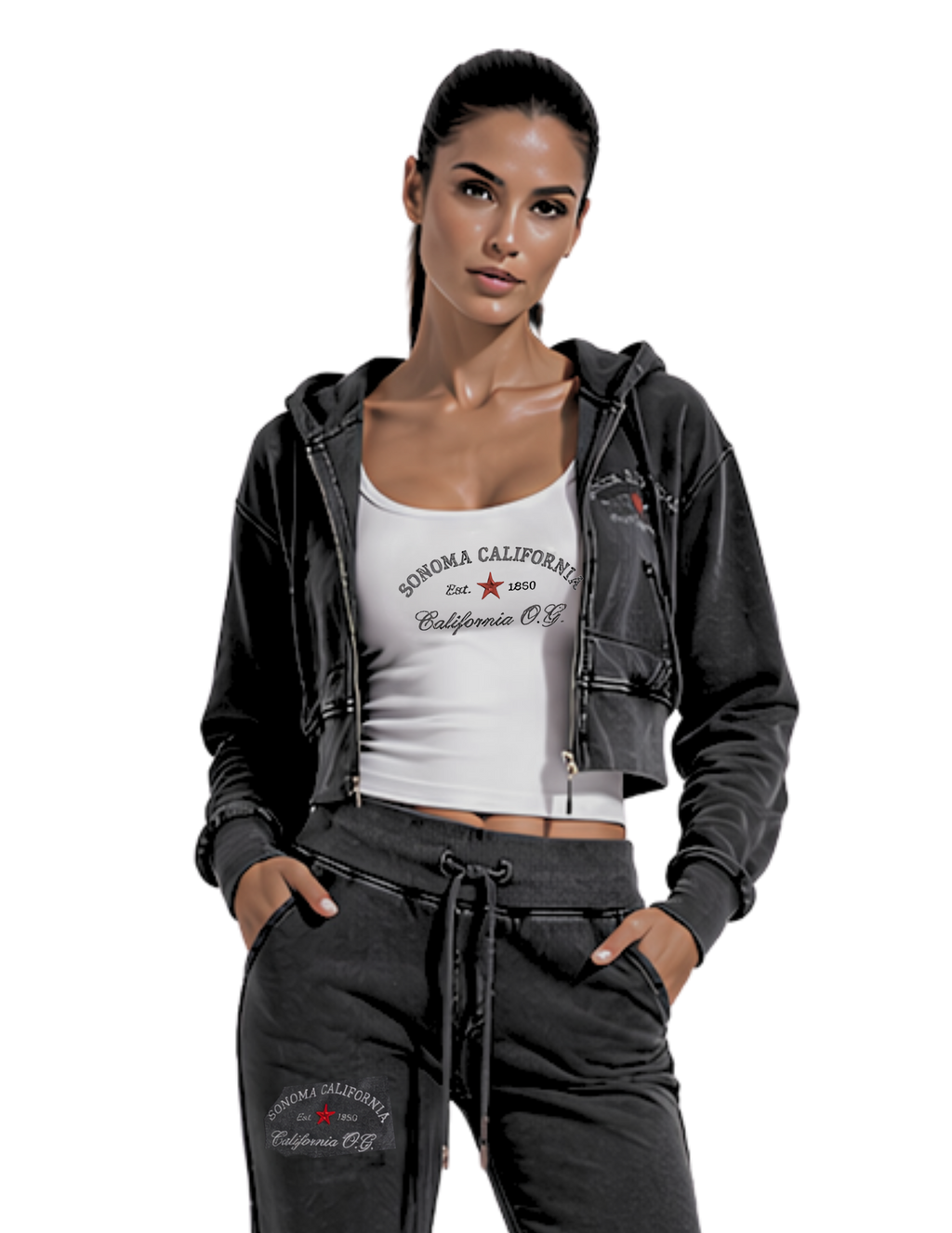 California O.G. Vintage Wash Cropped Women's Hoodie