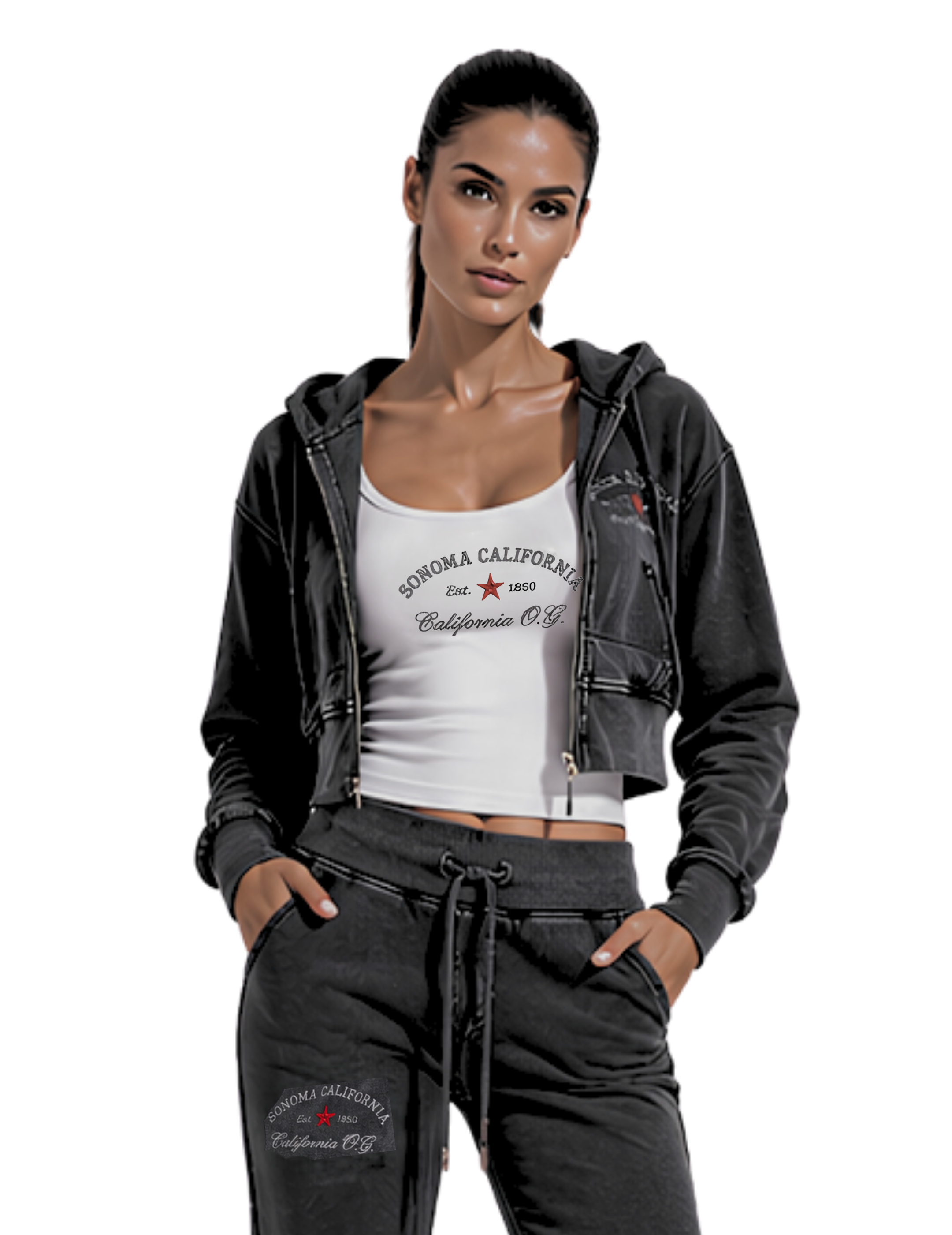 California O.G. Vintage Wash Cropped Women's Hoodie