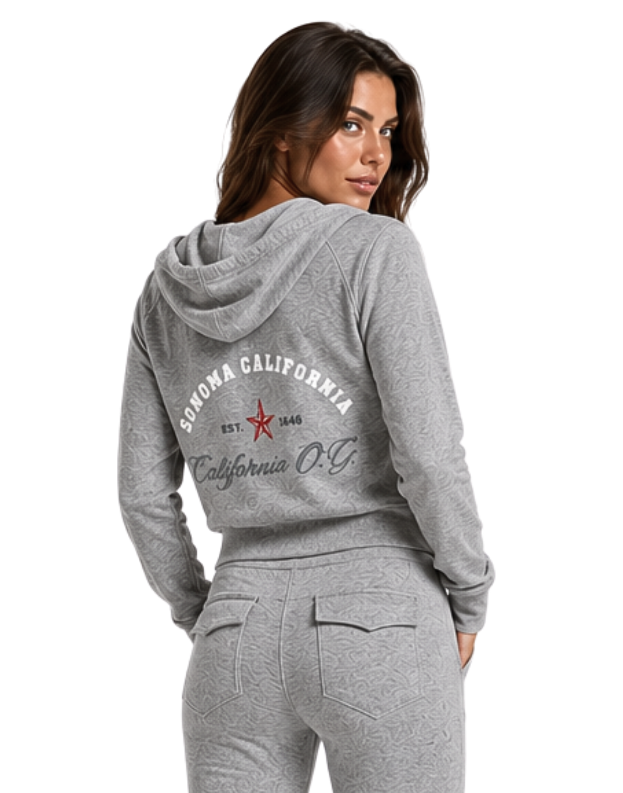 California O.G. Collegiate Women’s Slim Crop Full Zip Hoodie