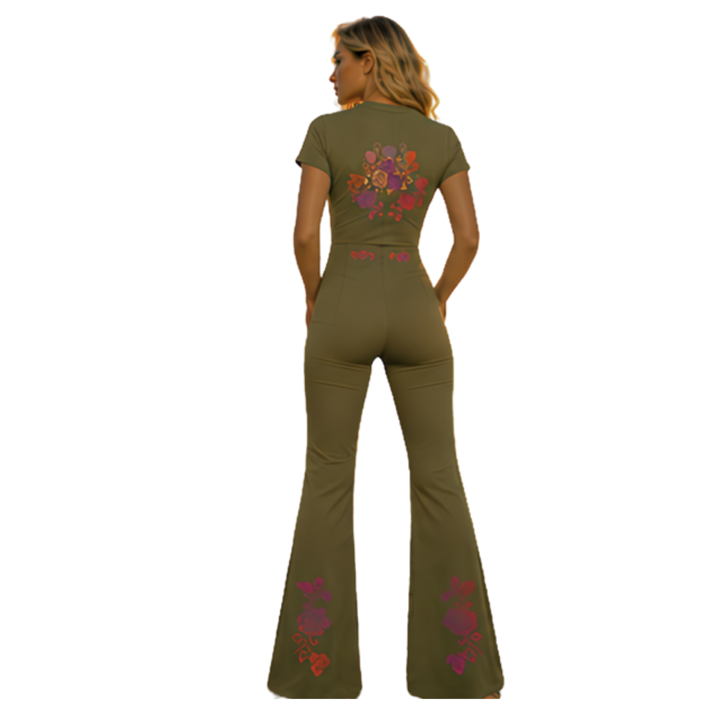 Flamenco Flared Leg Quarter-Zip Jumpsuit