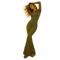 Flamenco Flared Leg Quarter-Zip Jumpsuit