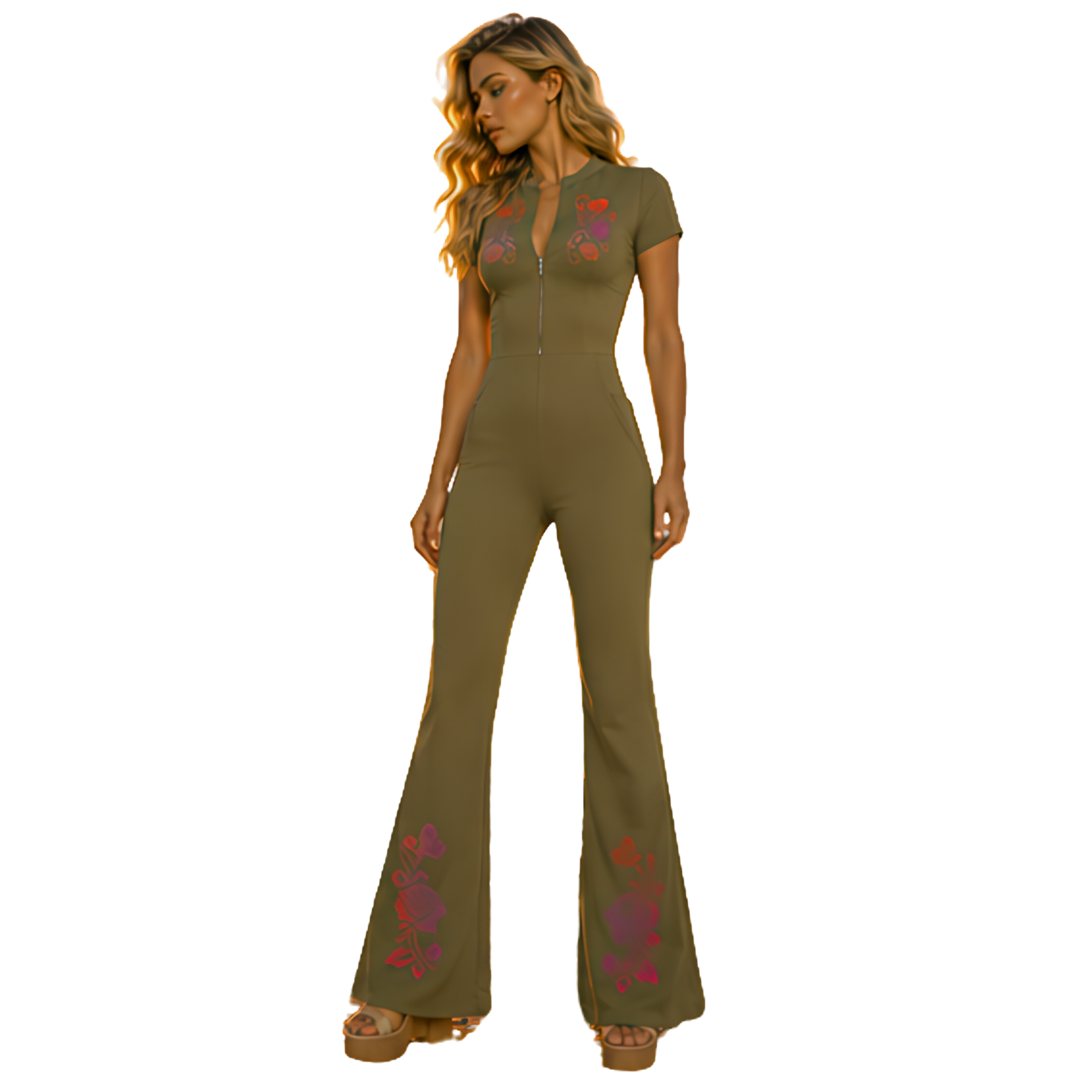 Flamenco Flared Leg Quarter-Zip Jumpsuit Secondary image