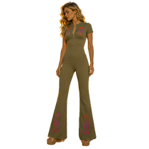 Flamenco Flared Leg Quarter-Zip Jumpsuit