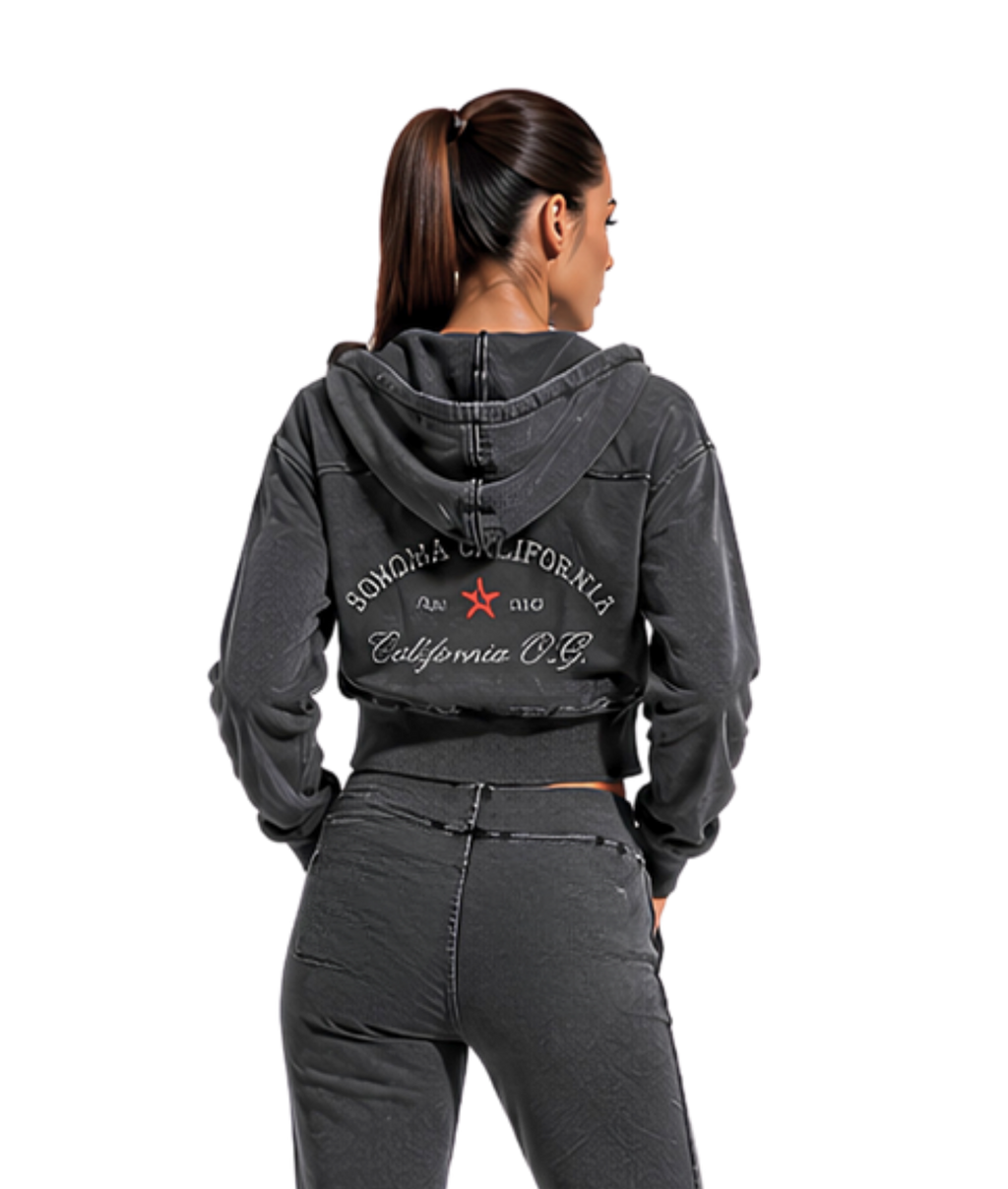California O.G. Vintage Wash Cropped Women's Hoodie