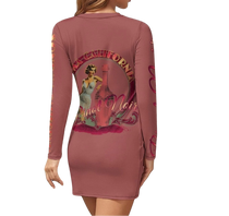 Pinot Noir Pinup Women's Long Sleeve Dress