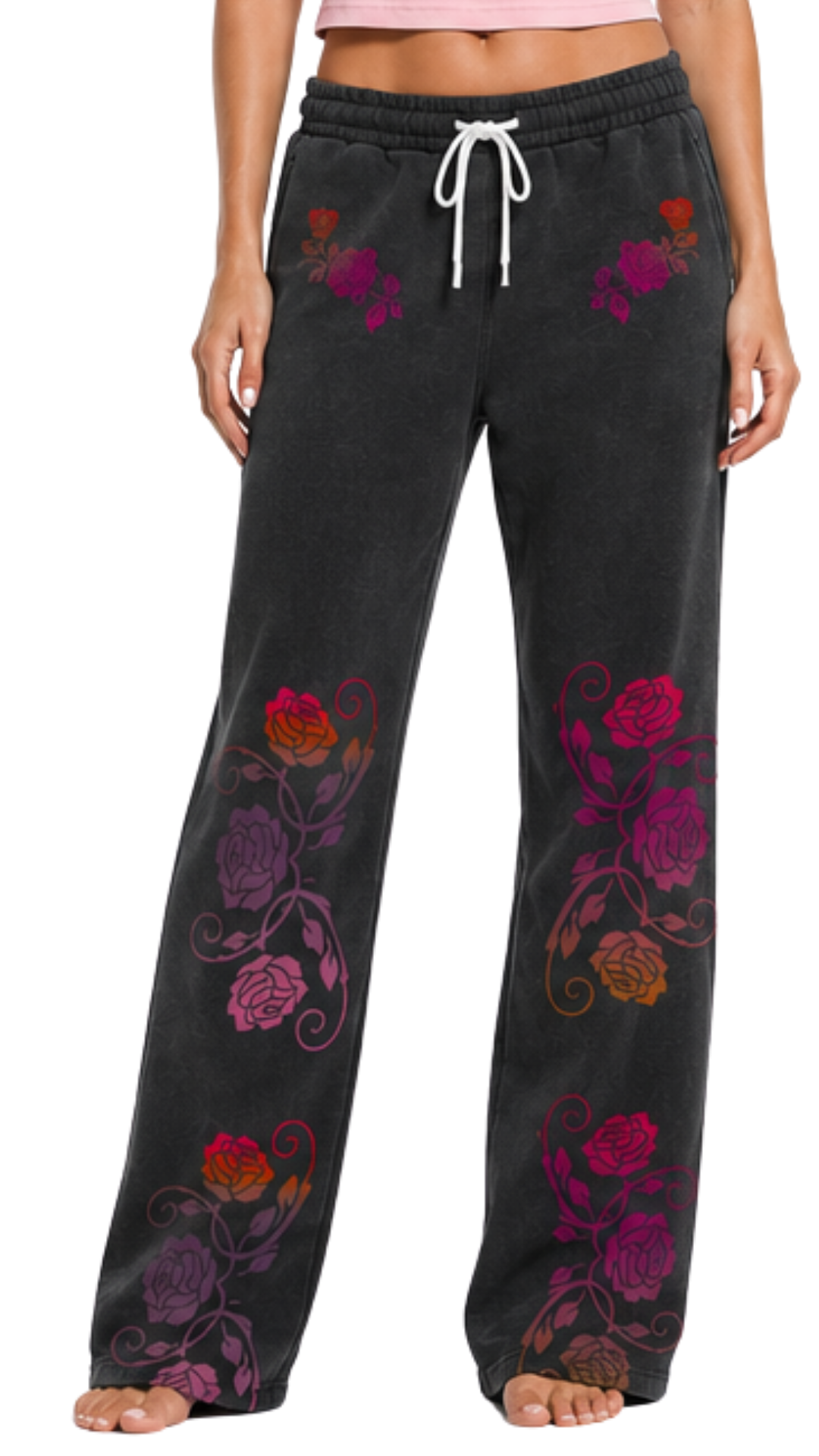 Flamenco Rose Sunfade Wide Leg Fleece Sweatpants Main image