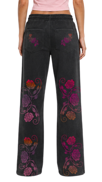 Flamenco Rose Sunfade Wide Leg Fleece Sweatpants