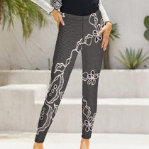 Contrast Lace Print Women's High-Waist Legging