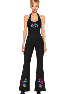 Grafitti Rose Women’s Halter Flared Jumpsuit