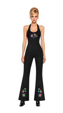 Grafitti Rose Women’s Halter Flared Jumpsuit
