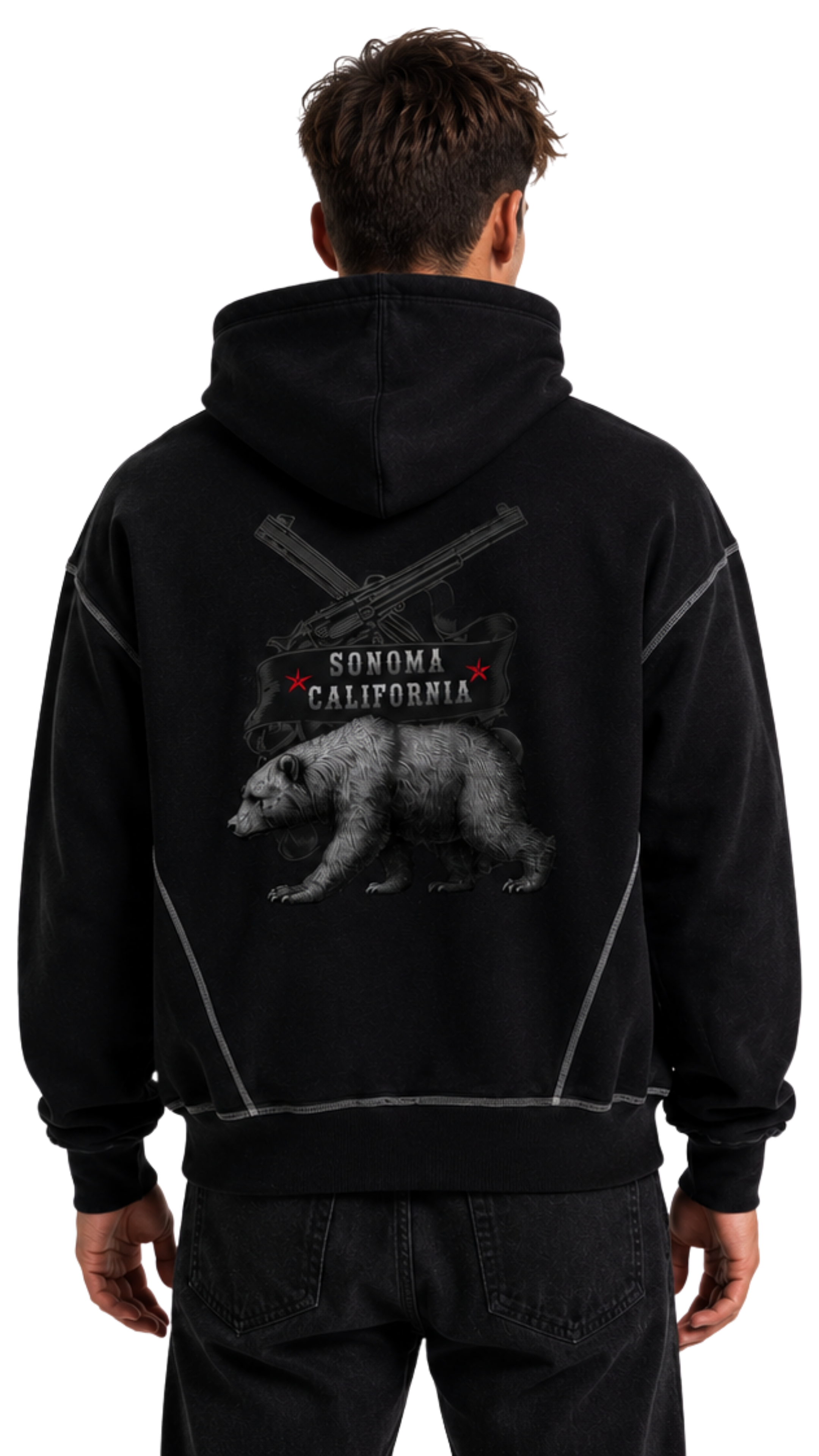 California Bear Contrast-Stitched Men's Zip Hoodie Main image