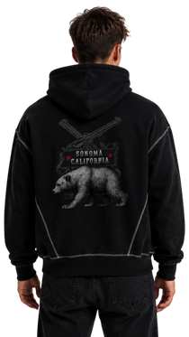 California Bear Contrast-Stitched Men's Zip Hoodie