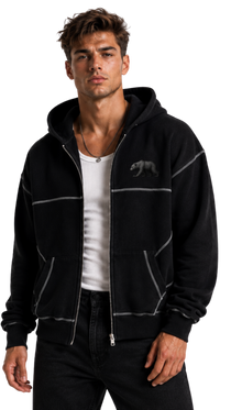 California Bear Contrast-Stitched Men's Zip Hoodie