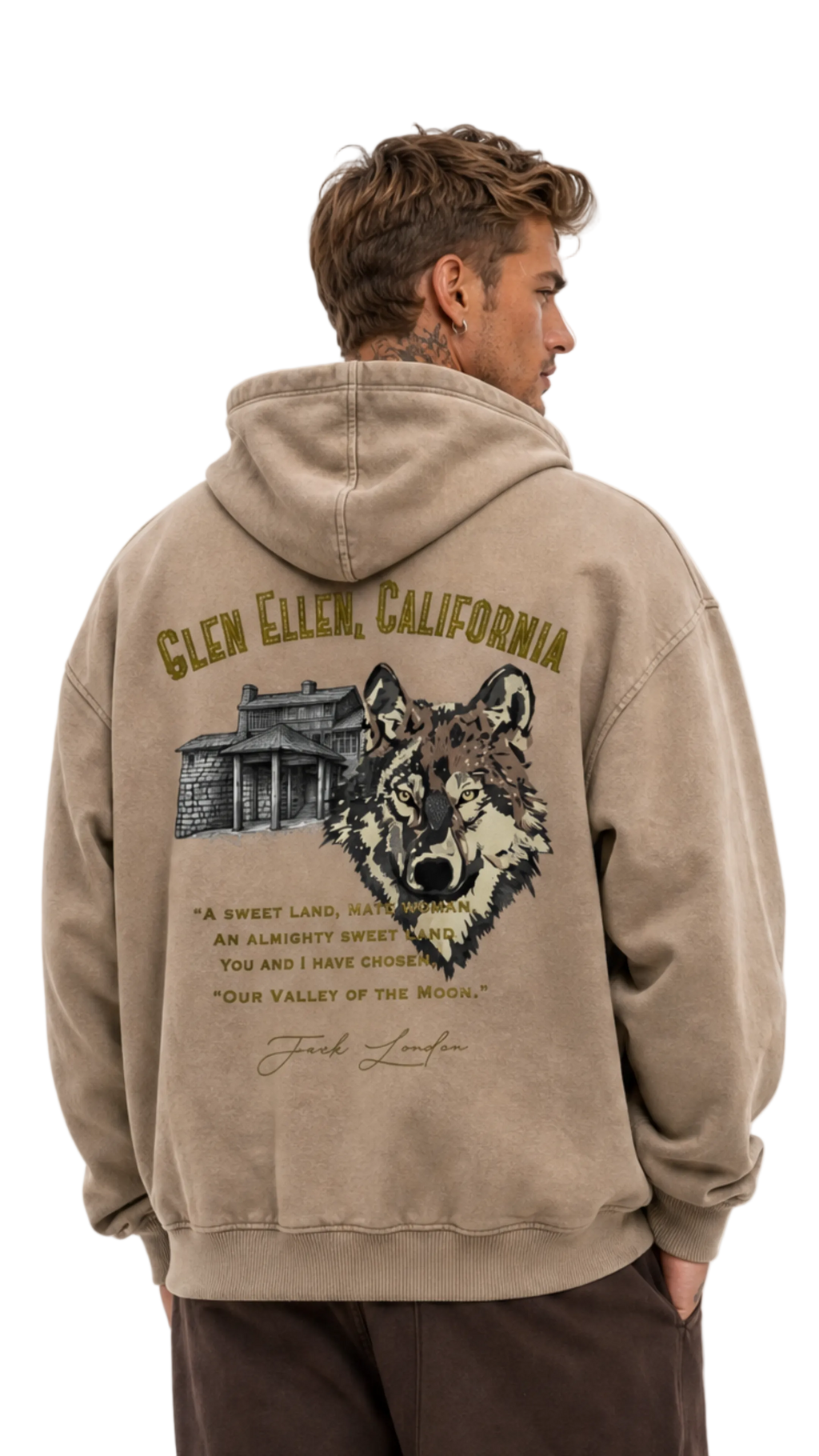 Jack London Wolf Sunfade Zip Hoodie