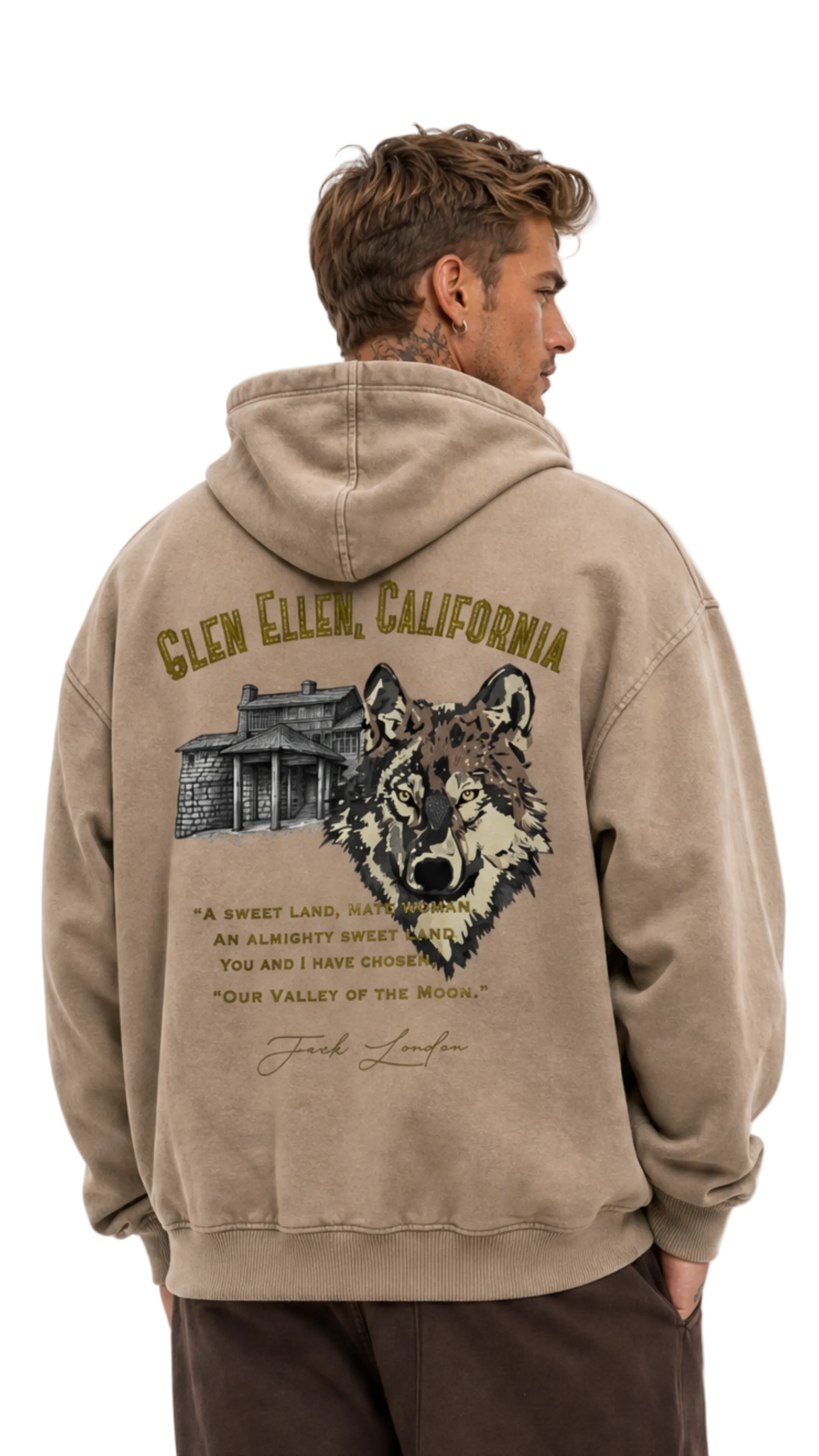 Jack London Wolf Sunfade Zip Hoodie