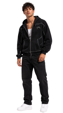California Bear Contrast-Stitched Men's Zip Hoodie