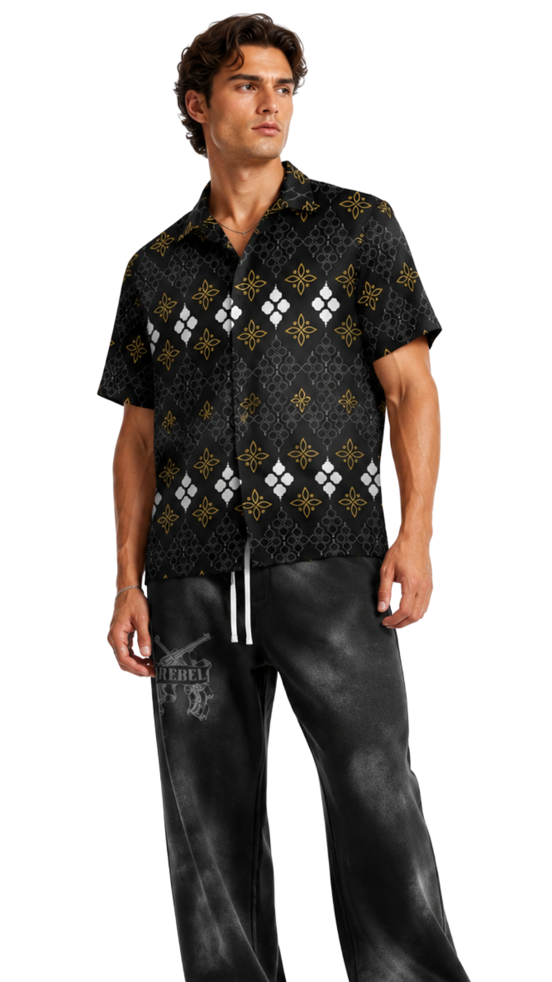 Batik Print Men's Polo Shirt Secondary image
