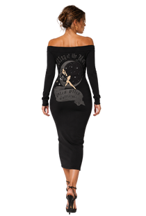 Vamp Off-the-Shoulder Long Sleeve Dress
