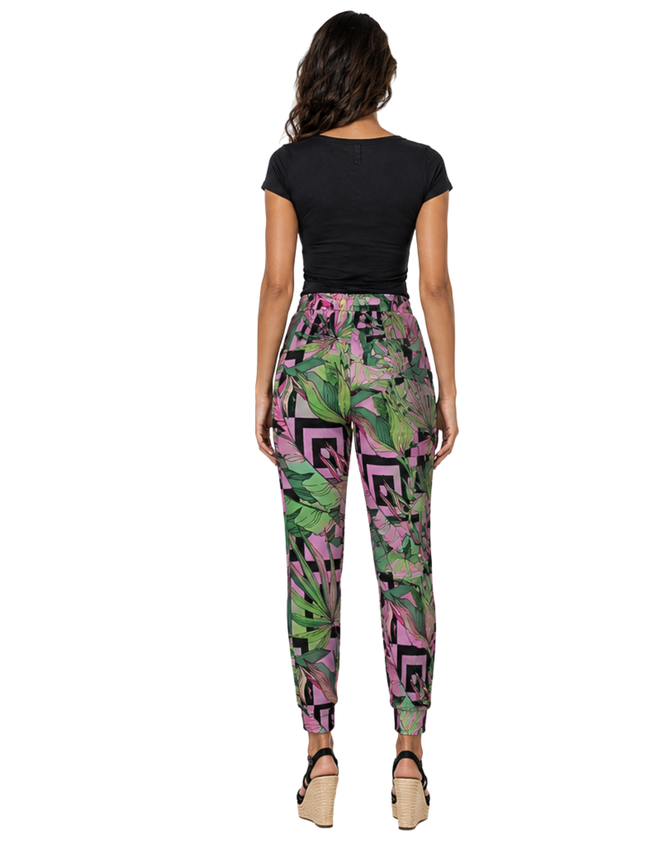 Pink Palm Geometric Print Sweatpants