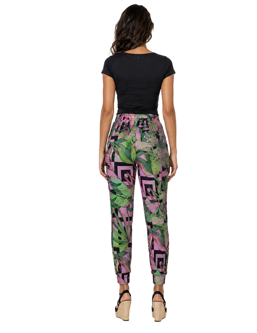 Pink Palm Geometric Print Sweatpants