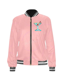 Pink Cocktail Print Bomber Jacket