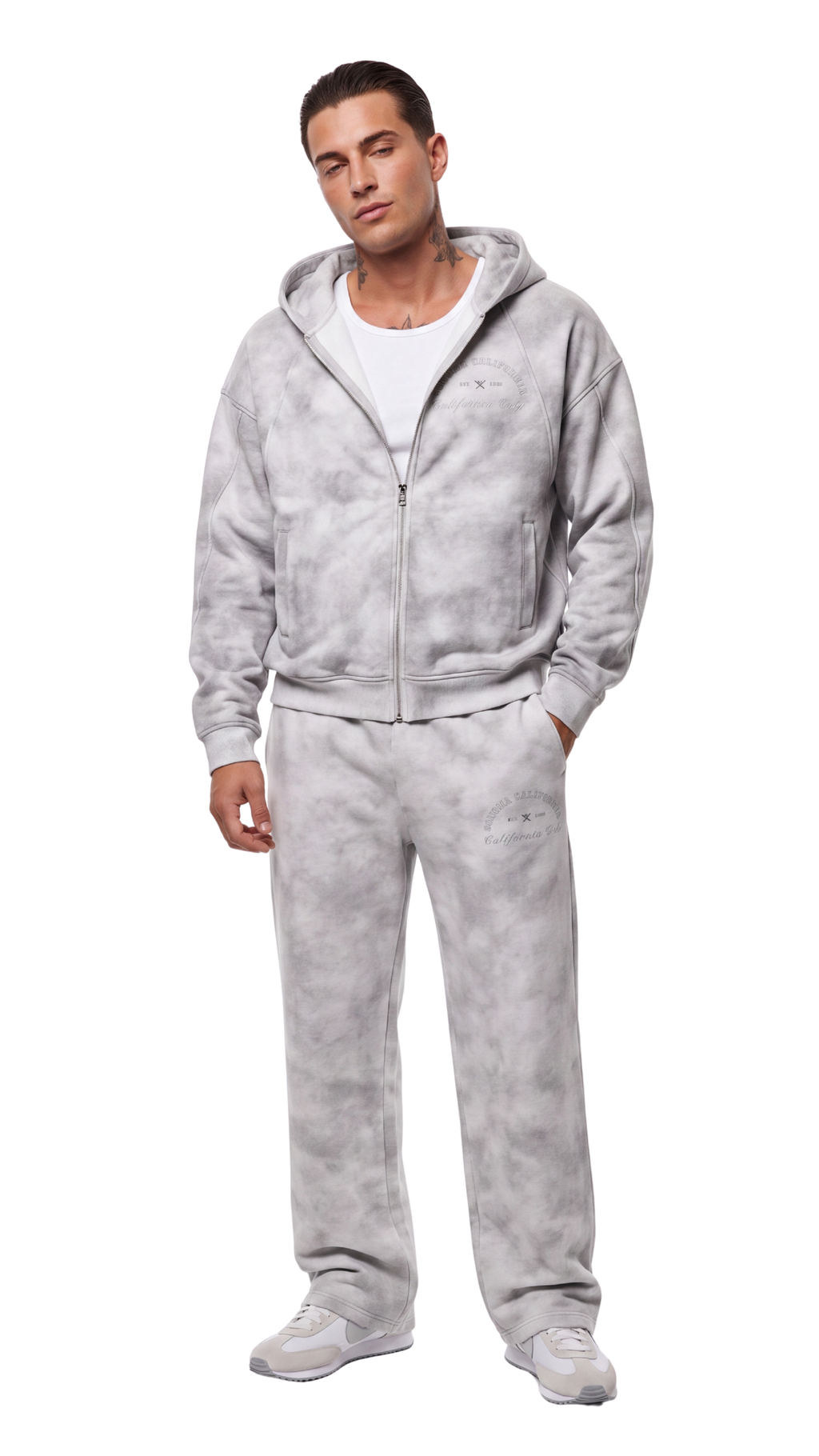 California O.G. Men's Dirty Washed Zip-Up Fleece Hoodie