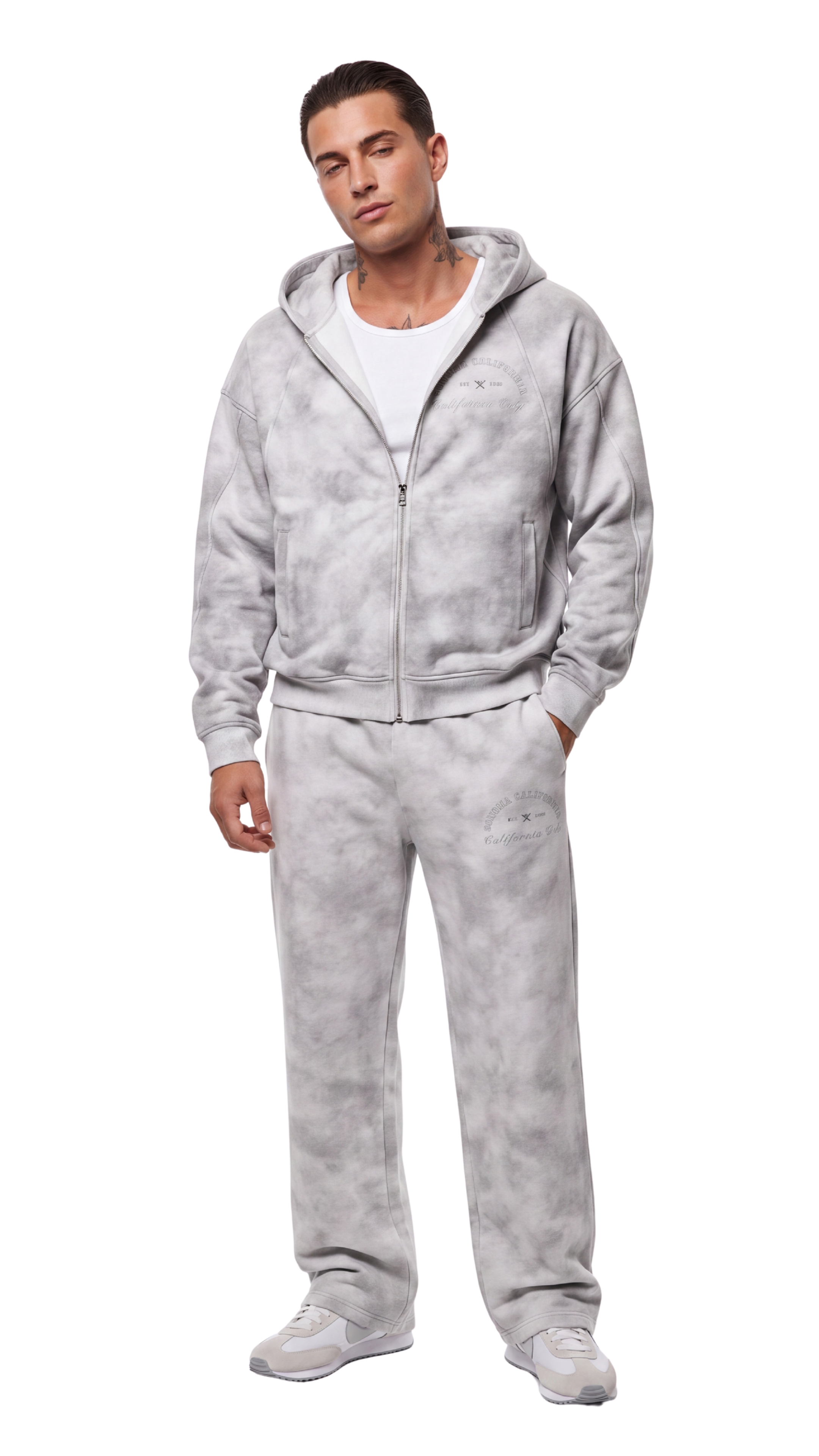 California O.G. Men's Dirty Washed Zip-Up Fleece Hoodie